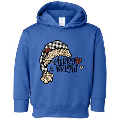 Christmas Santa Hat Buffalo Plaid Leopard Cheetah Print Gift Toddler Hoodie