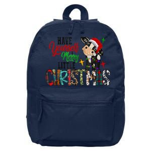 Cow Santa Have Yourself Merry Little Christmas Western Xmas Gift 16 in Basic Backpack