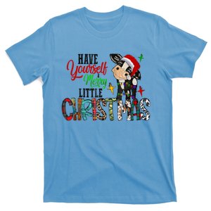 Cow Santa Have Yourself Merry Little Christmas Western Xmas Gift T-Shirt