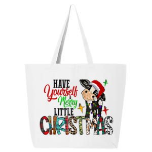 Cow Santa Have Yourself Merry Little Christmas Western Xmas Gift 25L Jumbo Tote