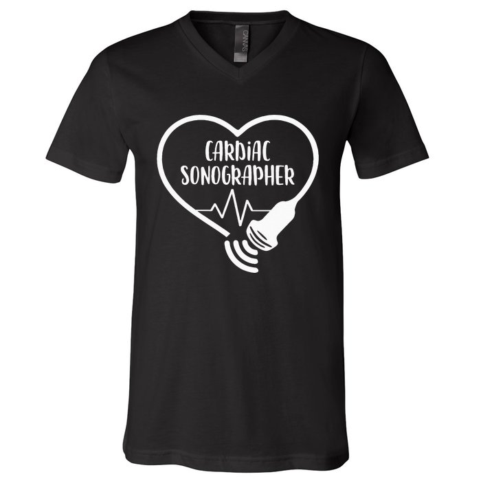 Cardiac Sonographer Heart Scanning RDCS Echocardiographer V-Neck T-Shirt