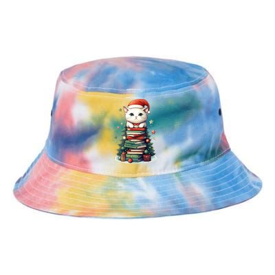 Cat Santa Hat Christmas Tree Book Lover Catmas Family Xmas Gift Tie Dye Newport Bucket Hat