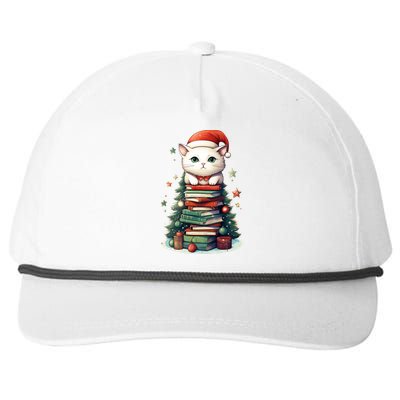 Cat Santa Hat Christmas Tree Book Lover Catmas Family Xmas Gift Snapback Five-Panel Rope Hat