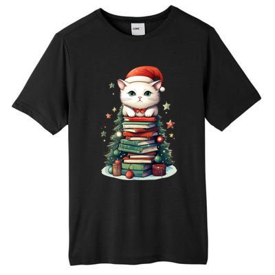 Cat Santa Hat Christmas Tree Book Lover Catmas Family Xmas Gift Tall Fusion ChromaSoft Performance T-Shirt