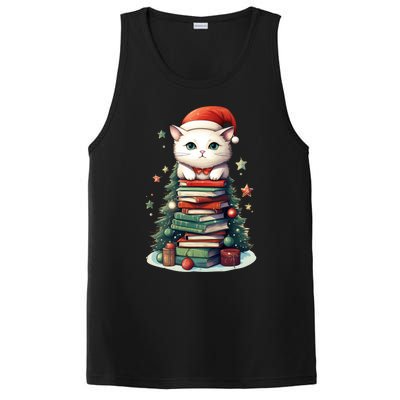 Cat Santa Hat Christmas Tree Book Lover Catmas Family Xmas Gift PosiCharge Competitor Tank