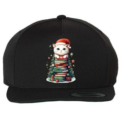 Cat Santa Hat Christmas Tree Book Lover Catmas Family Xmas Gift Wool Snapback Cap