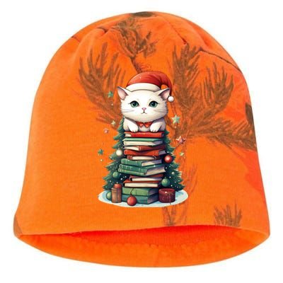 Cat Santa Hat Christmas Tree Book Lover Catmas Family Xmas Gift Kati - Camo Knit Beanie