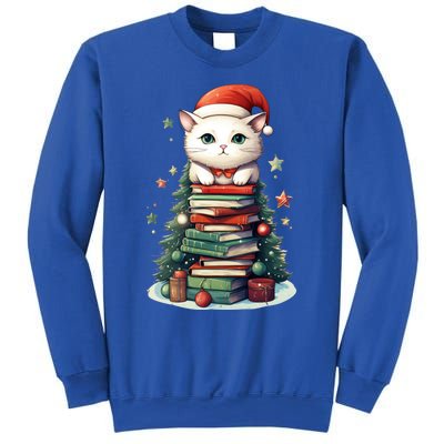 Cat Santa Hat Christmas Tree Book Lover Catmas Family Xmas Gift Sweatshirt