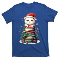 Cat Santa Hat Christmas Tree Book Lover Catmas Family Xmas Gift T-Shirt