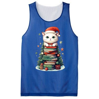 Cat Santa Hat Christmas Tree Book Lover Catmas Family Xmas Gift Mesh Reversible Basketball Jersey Tank