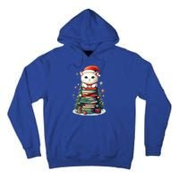 Cat Santa Hat Christmas Tree Book Lover Catmas Family Xmas Gift Tall Hoodie