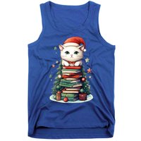 Cat Santa Hat Christmas Tree Book Lover Catmas Family Xmas Gift Tank Top