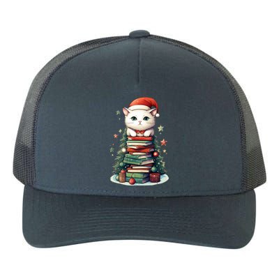 Cat Santa Hat Christmas Tree Book Lover Catmas Family Xmas Gift Yupoong Adult 5-Panel Trucker Hat