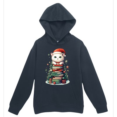 Cat Santa Hat Christmas Tree Book Lover Catmas Family Xmas Gift Urban Pullover Hoodie