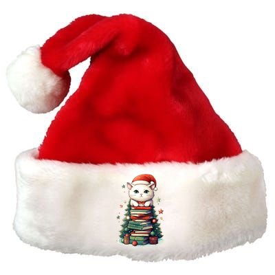 Cat Santa Hat Christmas Tree Book Lover Catmas Family Xmas Gift Premium Christmas Santa Hat