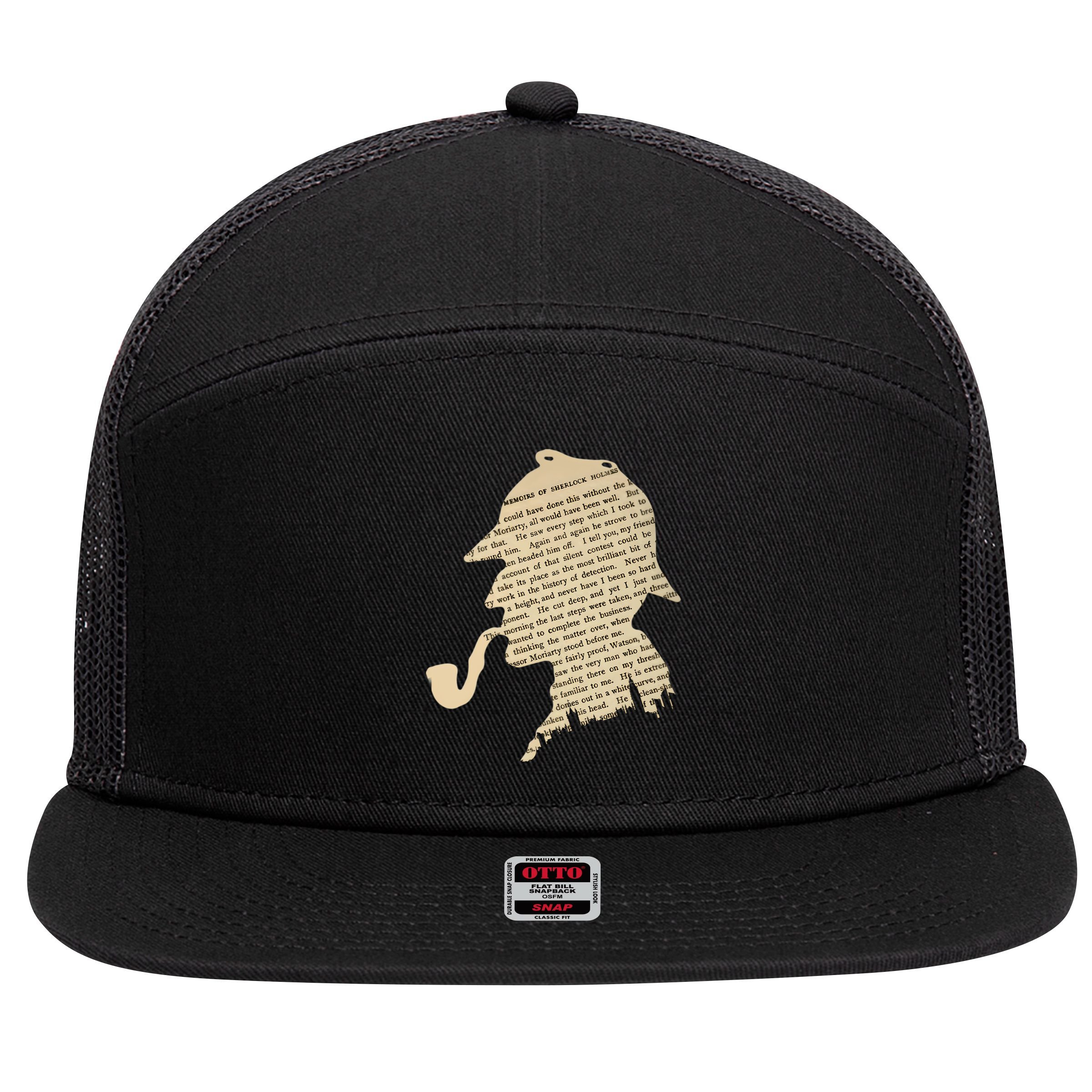 Classic Sherlock Holmes T-Shirt 7 Panel Mesh Trucker Snapback Hat