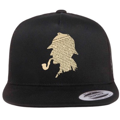 Classic Sherlock Holmes T-Shirt Flat Bill Trucker Hat