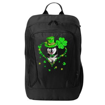 Cute Siberian Husky Saint Patrick's Day Dogs Dad Mom City Backpack