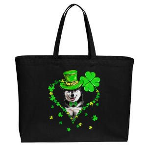 Cute Siberian Husky Saint Patrick's Day Dogs Dad Mom Cotton Canvas Jumbo Tote