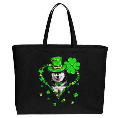 Cute Siberian Husky Saint Patrick's Day Dogs Dad Mom Cotton Canvas Jumbo Tote