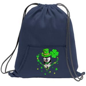 Cute Siberian Husky Saint Patrick's Day Dogs Dad Mom Sweatshirt Cinch Pack Bag