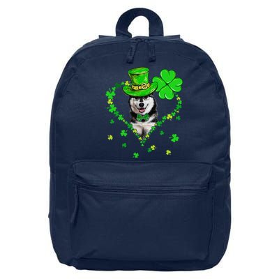 Cute Siberian Husky Saint Patrick's Day Dogs Dad Mom 16 in Basic Backpack