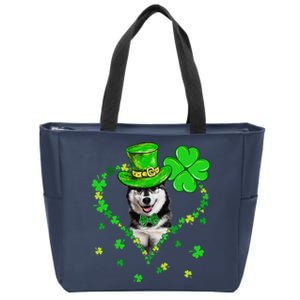 Cute Siberian Husky Saint Patrick's Day Dogs Dad Mom Zip Tote Bag