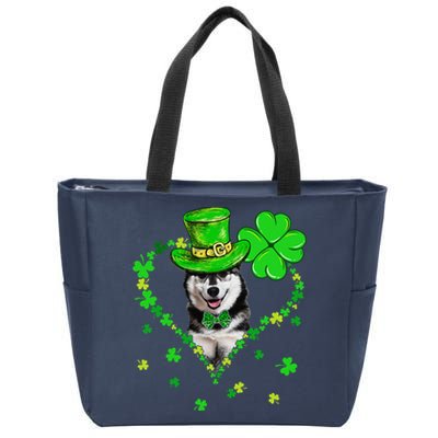 Cute Siberian Husky Saint Patrick's Day Dogs Dad Mom Zip Tote Bag