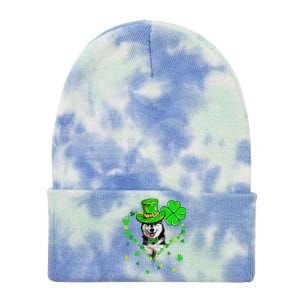 Cute Siberian Husky Saint Patrick's Day Dogs Dad Mom Tie Dye 12in Knit Beanie