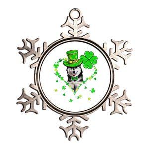 Cute Siberian Husky Saint Patrick's Day Dogs Dad Mom Metallic Star Ornament