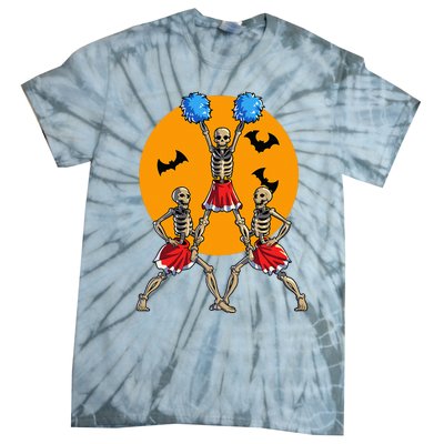 Cheerleading Skeleton Halloween Cheer Skeleton Cheerleader Tie-Dye T-Shirt