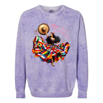 Celebrate Spanish Hispana Mes De La Herencia Hispana Colorblast Crewneck Sweatshirt