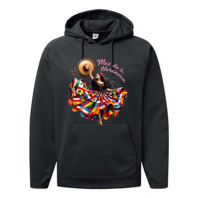 Celebrate Spanish Hispana Mes De La Herencia Hispana Performance Fleece Hoodie