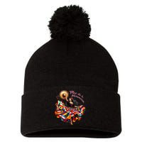 Celebrate Spanish Hispana Mes De La Herencia Hispana Pom Pom 12in Knit Beanie