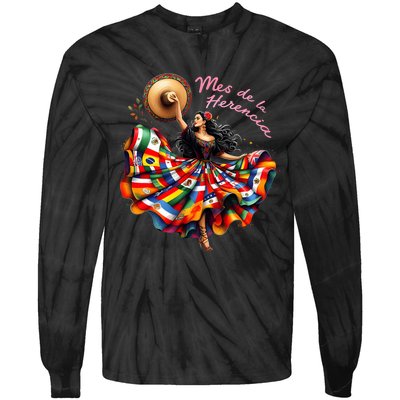 Celebrate Spanish Hispana Mes De La Herencia Hispana Tie-Dye Long Sleeve Shirt