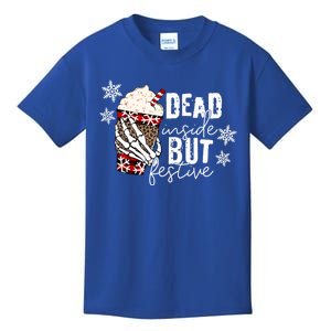 Christmas Skeleton Hand Dead Inside But Festive Christmas Gift Kids T-Shirt