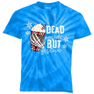 Christmas Skeleton Hand Dead Inside But Festive Christmas Gift Kids Tie-Dye T-Shirt