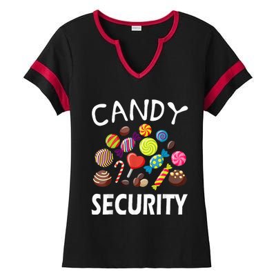 Candy Security Halloween Costume Party Ladies Halftime Notch Neck Tee