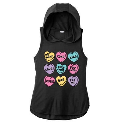 Candy Sweet Hearts Love Valentines Day Ladies PosiCharge Tri-Blend Wicking Draft Hoodie Tank