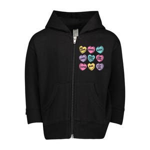 Candy Sweet Hearts Love Valentines Day Toddler Zip Fleece Hoodie