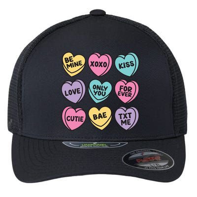 Candy Sweet Hearts Love Valentines Day Flexfit Unipanel Trucker Cap