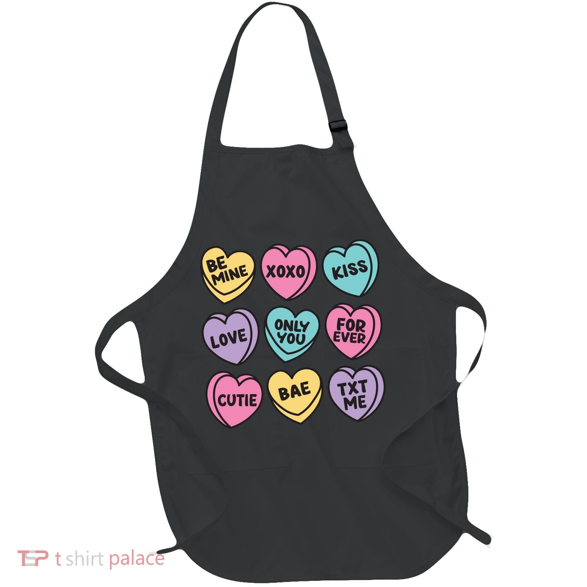 Candy Sweet Hearts Love Valentines Day Full-Length Apron With Pockets