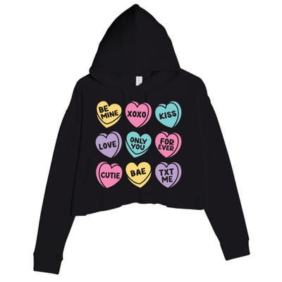 Candy Sweet Hearts Love Valentines Day Crop Fleece Hoodie