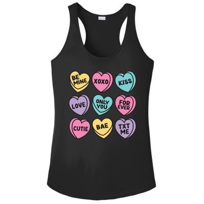 Candy Sweet Hearts Love Valentines Day Ladies PosiCharge Competitor Racerback Tank