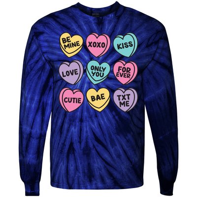 Candy Sweet Hearts Love Valentines Day Tie-Dye Long Sleeve Shirt