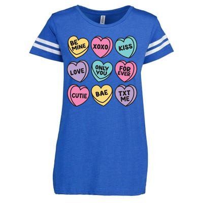 Candy Sweet Hearts Love Valentines Day Enza Ladies Jersey Football T-Shirt