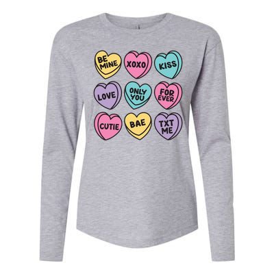 Candy Sweet Hearts Love Valentines Day Womens Cotton Relaxed Long Sleeve T-Shirt