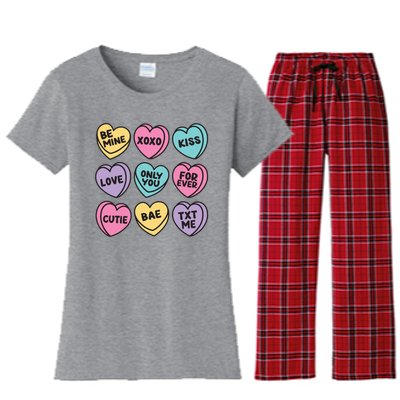 Candy Sweet Hearts Love Valentines Day Women's Flannel Pajama Set