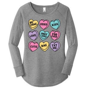 Candy Sweet Hearts Love Valentines Day Women's Perfect Tri Tunic Long Sleeve Shirt