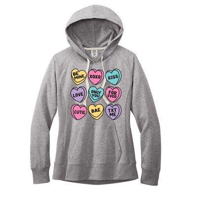 Candy Sweet Hearts Love Valentines Day Women's Fleece Hoodie